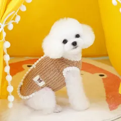 【ブラウン色】犬服 秋冬 かわいいベスト 背中開き 暖かい犬の服 着せやすい 中型犬小型犬大型犬 安いpet0055-bn