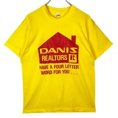 80sUSA製スクリーンスターズScreen Stars半袖TシャツアドバタイジングT企業ロゴ両面プリント黄色イエロー赤レッドvintageヴィンテージ41214