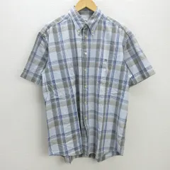 G■ラコステ/LACOSTE 半袖BDシャツ/チェック柄【5】薄青/men's/14【中古】■