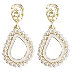 ティアドロップ2 イヤリング レディース ノンホールピアス 人気 痛くない ゴールド 揺れる ホワイト 白 パール ティアドロップ 真珠 上品 華奢 大ぶり 大人 ノンホールピアス 樹脂 イヤリング 【イアリング】Miyabi Grace ミヤビグレース