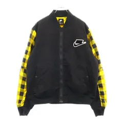 NIKE (ナイキ) NSW NSP SYN FILL ロゴ チェック切り替え ジップアップ ボンバージャケット ブラック/イエロー BV4532-010のサムネイル