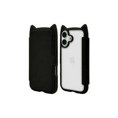 ラスタバナナ ケース カバー iPhone16 専用 手帳型 ハイブリッド フタ付き 猫耳 mimi TPUバンパー ブラック 8101IP461BHPBK 0