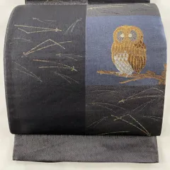 正絹夏の袋帯《月にふくろう蔦の葉》