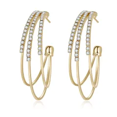 【在庫処分】- earrings Shapes Geometric 女性 レディース 7069186 ゴールド ジルコニア クリスタル 大きい ５０ｍｍ リング フープピアス KRUCKEL