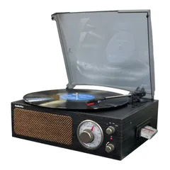 【新品※ショップ出品】昭和レトロ 簡単 コンパクトプレーヤー レコードプレーヤー カセットテープ ラジオ 多機能 アナログ ヴィンテージ レトロモダン インテリア 高音質 コンパクト