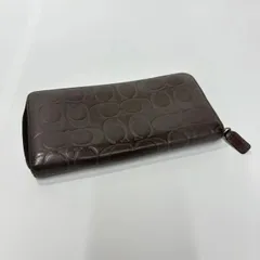 ★M26 COACH コーチ 長財布 ファスナータイプ ラウンドファスナー シグネチャー 総柄 ブラウン レディース メンズ 財布 ウォレット