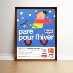 モービル 1950年代 フランス 雑誌 ヴィンテージ 広告 額付 ポスター