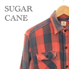 SUGARCANE シュガーケイン ボックスチェック ネルシャツ SC23904 コットン 長袖 シャツ L レッド ブラック 東洋エンタープライズ メンズ