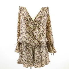 バナーバレット Banner Barrett オールインワン ショートパンツ カシュクール 花柄 黒 ベージュ ピンク 38 *A842のサムネイル