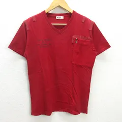 G■アヴィレックス/AVIREX 半袖VネックTシャツ/コットン【M】赤/men's/157【中古】■