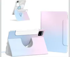 SENLAN 360度回転 For iPad Air 11インチ M2 M3 ケース iPad Air 11 2025 2024ペン収納 縦置き iPad Air4 Air5 /iPad Pro11 第4 3 2 1世代ケース カバー ,ブルーピンク