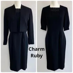 ☆日本製☆チャームルビィ ブラックフォーマル 2点セット ワンピース ボレロ M