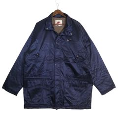 90年代 NIKE ナイキ 中綿 ナイロンジャケット 白タグ ネイビー (メンズ L) 中古 古着 A2782