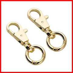 シルバー キーリング キーホルダーパーツ パーツ アクセサリーパーツ 金具 手作り 回転フック 手芸用品 キーホルダー ジュエリー 二重リング 素材 ナスカン DIY材料 2個セット 丸カン付き [FUSSED]