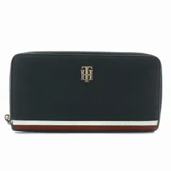 トミーヒルフィガー TOMMY HILFIGER TH ELEMENT LRG ZA CORP 長財布 シボ革 レザー ラウンドジップ ロゴ 紺 ネイビー /XZ ■GY18