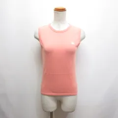 バーバリーブルーレーベル BURBERRY BLUE LABEL ノースリーブ ニット カットソー 38 ピンク コットン ホース刺繍 後ろリボン 正規品