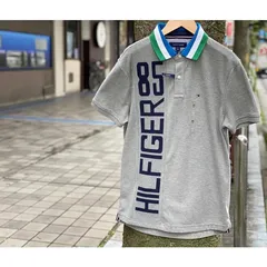 TOMMY HILFIGER 半袖 ポロシャツ Polo グレー BIGロゴ UVカット 吸水速乾 アメリカ NY