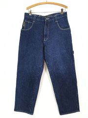 古着 SOUTH POLE 極太 バギー 濃紺 ブルー デニム パンツ ジーンズ W34 L32 古着 
