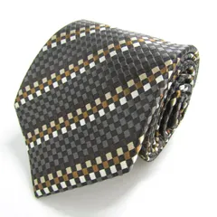 コムサイズム ブランド ネクタイ ストライプ柄 チェック柄 格子柄 シルク PO メンズ ブラック COMME CA ISM 【中古】