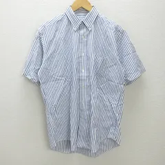 G■チャップスラルフローレン/CHAPS Ralphauren 半袖BDシャツ/ストライプ柄【L程度】青系/men's/95【中古】■