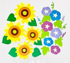 壁面飾り　ひまわり　朝顔　夏壁面　デイサービス　放課後デイ　保育