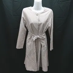 ◇ Te chichi ノーカラー クルーネック シンプル 無地 春夏 長袖 コート ジャケット Mサイズ ライトグレー レディース E  【1303090016685】