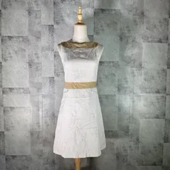 美品<!-利用不可文字-!> ロペ ROPE フレアワンピース 【9】 ホワイト ベージュ ノースリーブ ひざ丈 膝丈 +柄 ジップアップ 春 夏