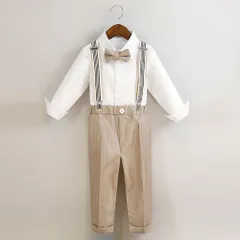 ☆ ベージュ×ホワイト ☆ 90cm ☆ 子供スーツ 男の子 発表会 演奏会 フォーマルスーツ 子供スーツ 男の子 キッズ フォーマル スーツ 子ども こども ベビーフォーマル セットアップ 上下 セット スーツセット 発表会 演奏会 入学式 入園 卒園