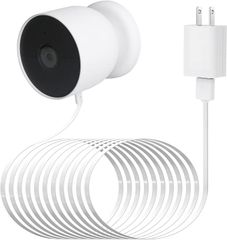 Google Nest Cam（バッテリー）対応 防水延長電源ケーブル 9.1m/30ft（ホワイト）｜屋外・屋内連続給電