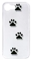 【新品未使用】iPhone17e / iPhone16e クリア ハードケース ( 肉球足あと(ブラック) ) 犬 猫 ネコ 動物 cl-ip16e-36