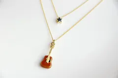 ハンドメイド　アクセサリー　2連　ネックレス　星　ギター　楽器　音楽