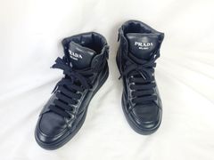 プラダ ハイカットスニーカー 2TG184 ブラック サイズ6 26.5cm サイドジップ PRADA