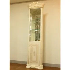 ファッションデザイナー 最終セール〜10/12】イタリアアンティークガラス扉付きキャビネット 家具