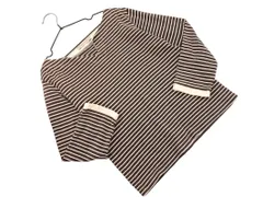 HUMAN WOMAN ヒューマンウーマン ボーダー カットソー sizeM/白xブラウン ◇■ レディース