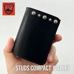栃木レザー スタッズウォレット コンパクト財布 二つ折り財布