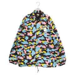 A BATHING APE (アベイシングエイプ) ロゴプリントマルチカモコーチジャケット ブラックのサムネイル