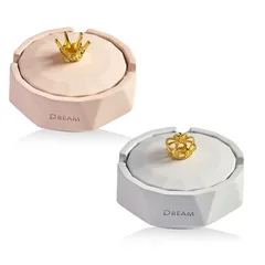 PIENSE 灰皿 2個セット ふた付き 蓋付き 小物入れ 小物ケース アクセサリーケース インテリア 北欧雑貨 卓上 室内 (クラウン2個) [クラウン2個]