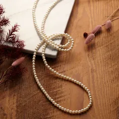 ネックレス レディース パール 真珠 2連 ロングネックレス 首回り約148cm 直径7mm 長い 長め ドレスに合う 大人 上品 気品 繊細 エレガント ゴージャス 美しい シンプル パーティー 誕生日 バースデー 結婚式 二次会 卒業式 入学式