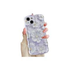 QLTYPRI iPhone 15 Plusケース iPhone 14 Plusケース TPUカバー おしゃれ 韓国 可愛い 花柄 ウェーブ 薄型 軽量 耐衝撃 スマホケース ワイヤレス充電対応 ストラップホール付き アイフォン15 Plus/14 Plu 0