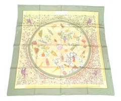 HERMES エルメス シルク スカーフ カレ90 www.hermes.com エルメスドットコム 世界地図 グリーン×ベージュ 正規品 / 29574