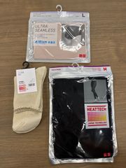 ユニクロ　セット売り　ヒートテックレギンス　エアリズムシームレスショーツ　ヒートテックソックス　新品のサムネイル