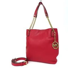 OI25117r 美品 MICHAEL KORS マイケルコース 2WAY チェーン トートバッグ ショルダーバッグ シボ革 レザー 赤 レッド