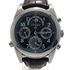 【美品】シチズン　カンパノラ　グランドコンプリケーション　CTU57-0811　6770-T001424　パーペチュアルカレンダー　黒橡　クォーツ　革ベルト　メンズ　レディース