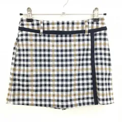 【美品】キャロウェイ スカート 白×ネイビー チェック 内側パンツ レディース SS ゴルフウェア Callaway
