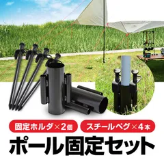 テントポール/タープポール用 固定セット ホルダー2個＋スチールペグ4本 強風対策 SDKCRH02SPEG04Sのサムネイル