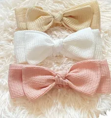 SALE ヘアバンド　ワッフル　リボン　ベビー　ハンドメイド