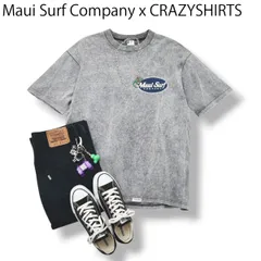 90sヴィンテージ USA製 Maui Surf Company マウイサーフカンパニー クレイジーシャツ CRAZYSHIRTS 半袖 プリント Tシャツ L ムラ染め グレー
