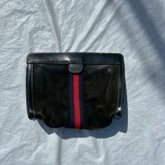 GUCCI ネイビー スエード クラッチバッグ - メルカリ