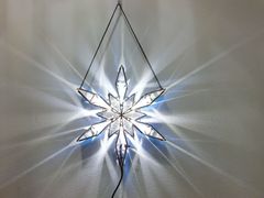 輝く十字架に・・(ステンドグラス、LEDランプ 壁掛け 輝く十字架に・・(ステンドグラス、LEDランプ 壁掛け
