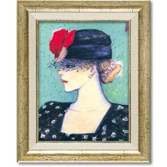 Painting by Cassignol, "Ode in a Black Dress," framed, portrait of a woman, art frame, perfect for decorating living room, entryway, or any room. An elegant, small size wall hanging. A great gift for celebrations.
